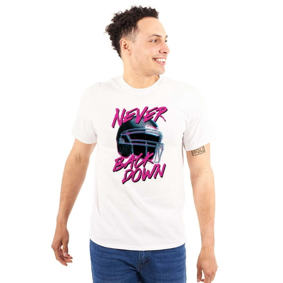 Football Jock Helmet Never Back Down Men's Graphic T Shirt Tees Brisco Brands S
