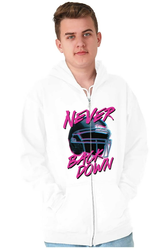 Football Jock Helmet Never Back Down Zip Hoodie Sweatshirt Men Brisco Brands M