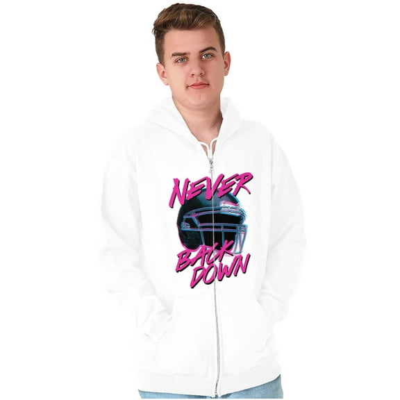 Football Jock Helmet Never Back Down Zip Hoodie Sweatshirt Men Brisco Brands S