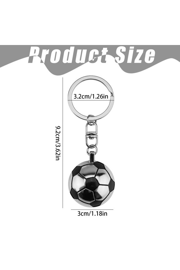 Football Keychain 2D Metal Football + Pendant Fan Exclusive Keychain Backpack Pendant Creative Small,for Bags Keys Small Items Hanging Ornament,Football keychain(Black,1.18X3.62")