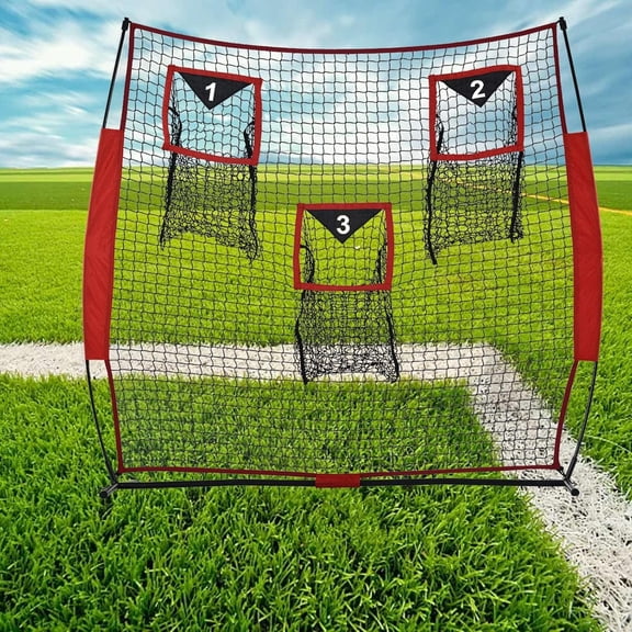Football Kicking and Throwing Target Net, 8x8 FT Portable Quarterback Passing Practice Net with 3 Target Pockets