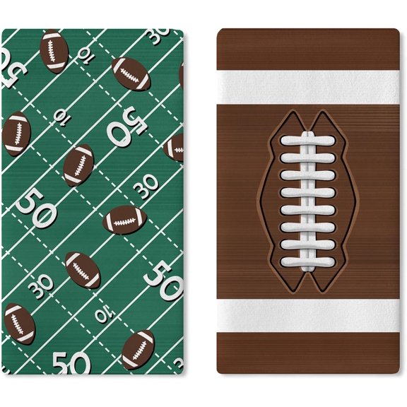 Football Kitchen Dish Towels Set of 2, Rugby Sport Theme Game Day Drying Hand Towels Baking Cooking Cloth, Super Bowl Home Kitchen Decor 18 x 26