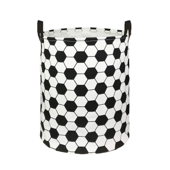 Football Laundry Basket with Handles, Soccer Ball Dirty Clothes Laundry Hamper Storage Basket Funny Oxford Cloth Tote Bag for Bedroom Bathroom College Dorm Nursery Toy Organizer 17.7x13.8Inch