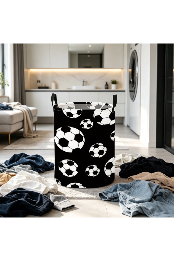 Football Laundry Basket, Soccer Ball Dirty Clothes Laundry Hamper for Bedroom Bathroom College Dorm Nursery Toy Organizer Storage Basket Funny Oxford Cloth Tote Bag 19.6x13.8 Inch