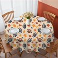 thumbnail image 1 of Football Leaf Beige Pattern Round Tablecloth 70"x70", Wrinkle Resistant Wipeable Table Cover for Kitchen Dining Room Picnic Patio and Party, 1 of 6