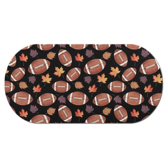 Football Leaf Black Pattern Diatomaceous Earth Bath Mat, Kitchen ...