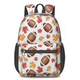 thumbnail image 1 of Football Leaf White Pattern 17" School Backpacks for Teens,Waterproof Oxford Fabric,S-Shape Padded Straps for School,Travel,Hiking,Camping, 1 of 5
