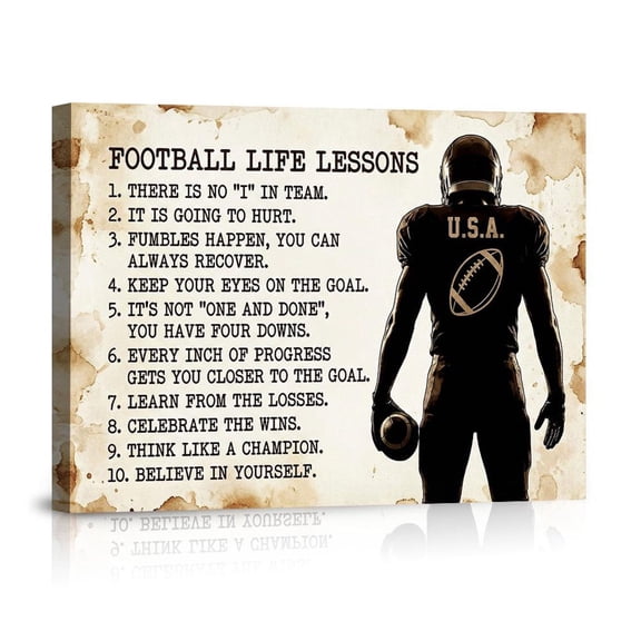 Football Life Lessons Inspirational Teamwork Sports Canvas