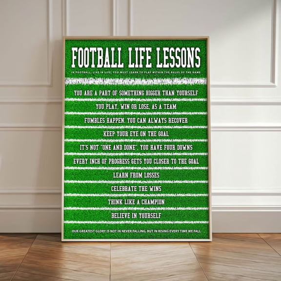 Football Life Lessons Motivational Football Sports Team Athlete Mindset Game Day Poster