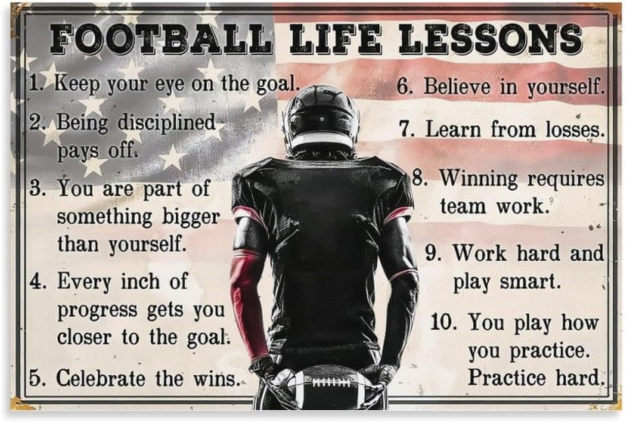 Football Life Lessons Poster Motivational Canvas Art Poster And Wall