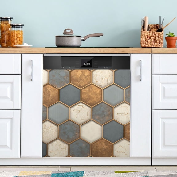 Football Liked Hexagonal Tile Dishwasher Magnet Refrigerator Magnetic Cover Washing Machine Magnet Sticker Kitchen Decor