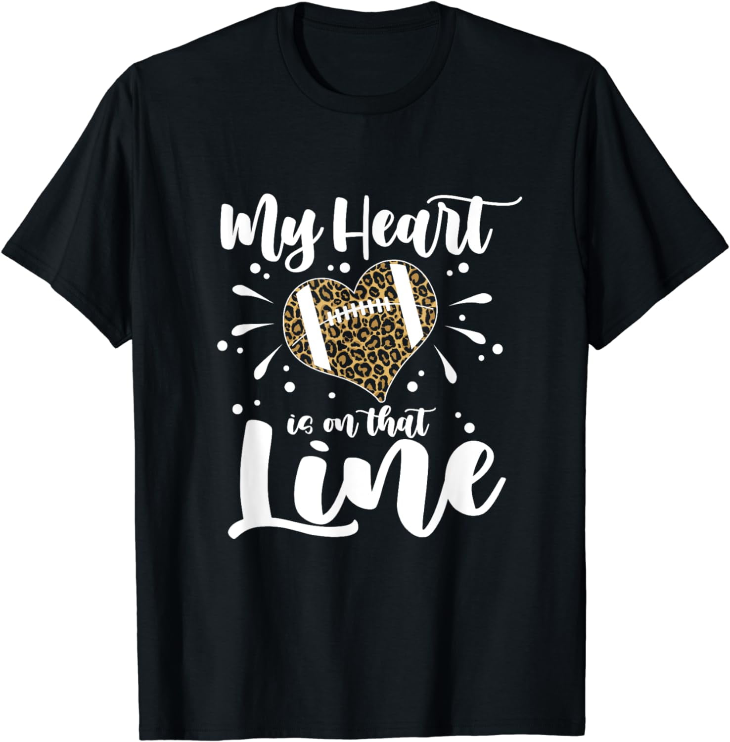Football Lineman Mom Leopard Cheetah Print Football Player T