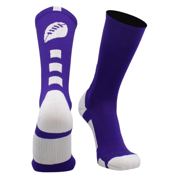 Football Logo Crew Socks (Purple/White, Medium)