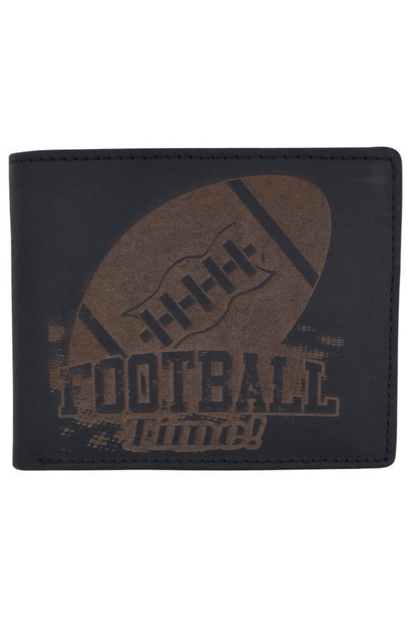Football Logo Mens RFID Blocking Genuine Leather Bifold Wallet