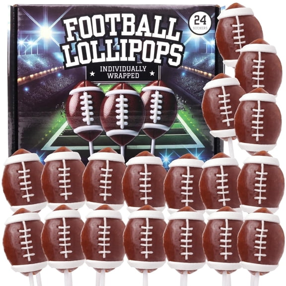 Football Lollipops, Sports Party Favors, Team Celebration Candy, 24 Count, 10.16 Ounce Box