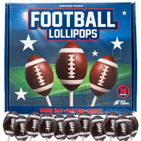 Football Lollipops Candy, Strawberry, Game Day Favors, Tailgate Snacks, Sports Party Supplies, 20 Count Box