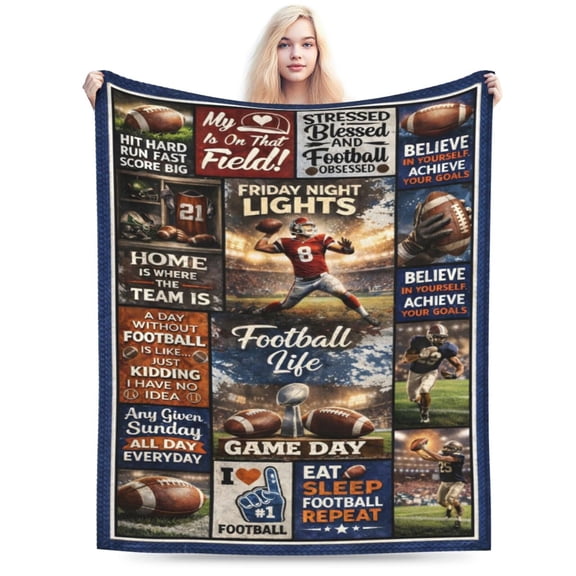 Football Lover Blanket Gift for Football Fans Cozy Soft Throw Blanket Football Pattern Game Day Sports Home Decor 50x40