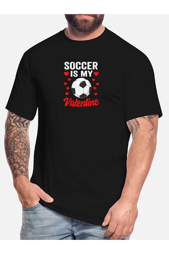 Football Is My Lover. The Tall Guy Wears a High-Quality, Breathable, Short-Sleeved, Loose-Fitting, Round-Neck Street Style T-Shirt, Perfect for Casual Wear Or Workouts on Holidays.