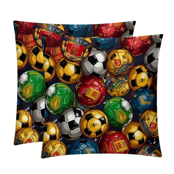 Football Luxurious Velvet Chair Pillow Covers and Throw Pillow Inserts - Set of 2, Available in 16x16, 18x18, and 20x20 Inches, Featuring Unique Patterns for Home Decor