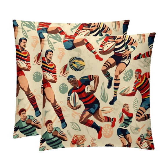 Football Luxurious Velvet Pillow Covers with Unique Patterns - Set of 2, 16x16, 18x18, 20x20 Inches for Throw Pillow Inserts - Ideal for Home Decor and Gifts