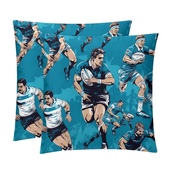 Football Luxurious Velvet Throw Covers Pillows with Unique Patterns - Set of 2 Decorative Pillow Inserts in 16x16, 18x18, 20x20 Inches for Home Decor and More