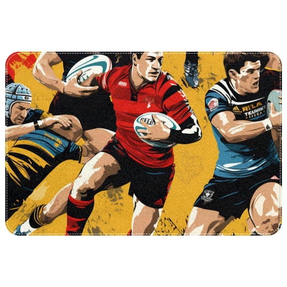 Football Machine Washable Non-Slip Polyester Indoor Floor Rug and Chair Mats