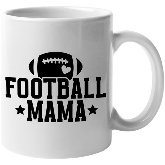 Football Mama, Player's Mom Merch Gift, White 11oz Ceramic Mug