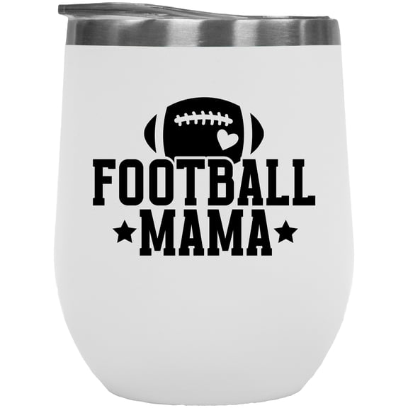 Football Mama, Player's Mom Merch Gift, White 12oz Wine Tumbler