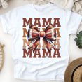 thumbnail image 1 of Football Mama T-Shirt | Cute Bow Game Day Graphic Tee for Moms, White, Size S, 1 of 6