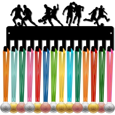 Football Medal Hanger Display Rack Sports Hanging Athlete Awards Iron Wall Mount Decor With 14 Hooks