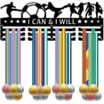 thumbnail image 1 of Football Medal Hanger Display Soccer Medal Holder Rack Sports Metal Hanging Iron Wall Mount Frame Decor Medal Hangers for Runner Marathon Medalist Black 15.7 x 6Inch-I CAN and I Will, 1 of 7