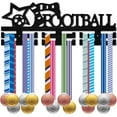 thumbnail image 1 of Football Medal Hangers Display Soccer Medal Holder Rack Sports Metal Hanging Wooden Wall Mount Shelf Frame Decor Medal Hangers for Men Ribbon Soccer Athletes Black 15.7 x 6 Inch, 1 of 7