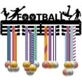 thumbnail image 1 of Football Medal Holder Hanger Medals Display Rack Black Metal Iron Medal Holder Shelf Sport Medal Stand Frame Wall Mounted Hanging Over 60 Medals for Soccer Athletes Medalist 15.7 x 6Inch, 1 of 7