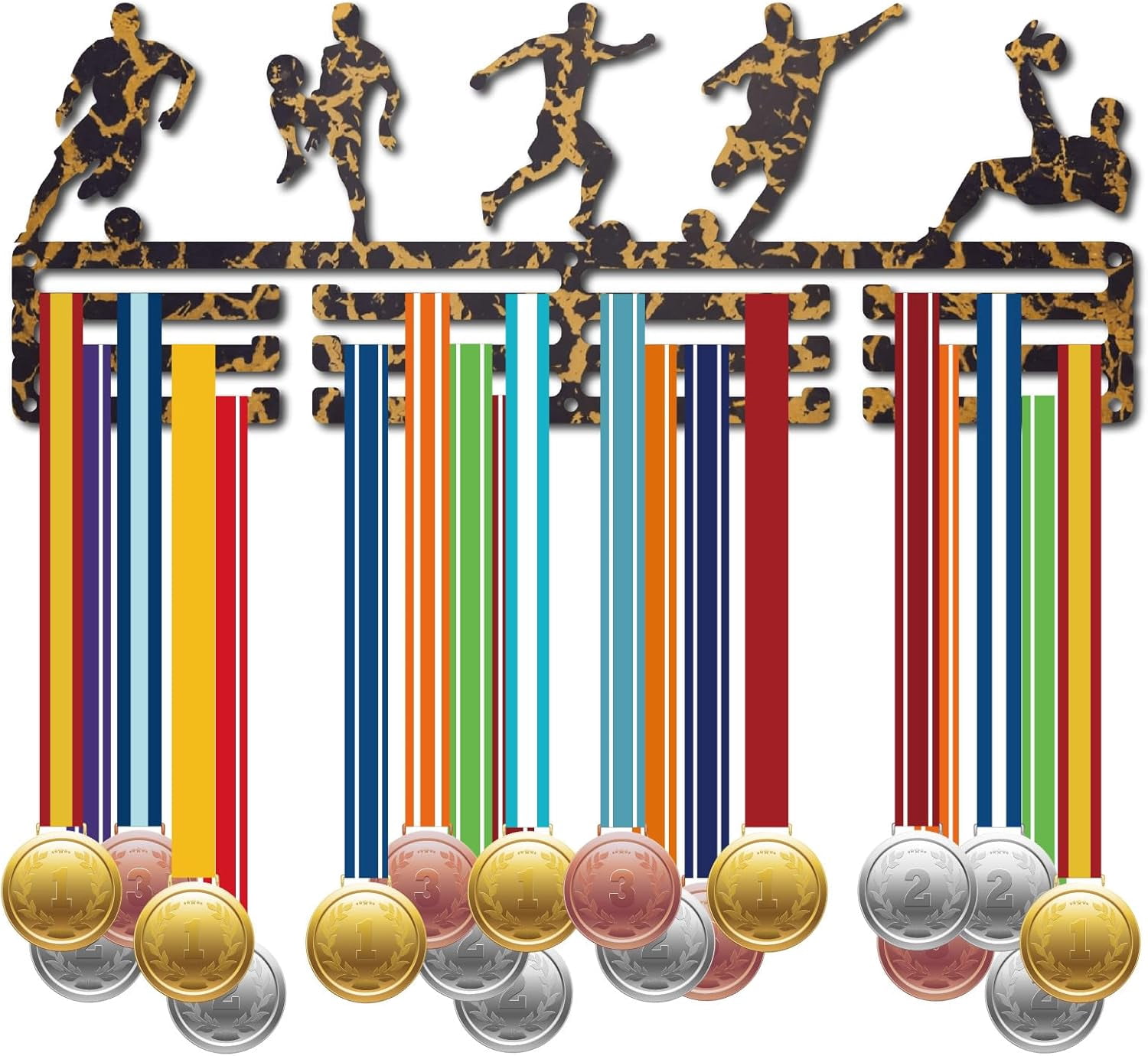 Track Ribbon Display Frame Football Medals Holder Hangers Medal Display Rack Organizer Metal ...