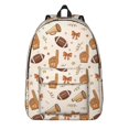 thumbnail image 1 of Football Megaphone Beige Pattern Backpack for School, Cute School Bag with Adjustable Shoulder Straps and Padded Back, 15.7"x11.8"x5.5", 1 of 5