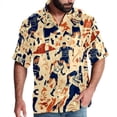 thumbnail image 1 of Football Men's Poplin Shirt, Casual Short Sleeve Printed Button Down Summer Beach Unisex Shirts, 1 of 6