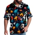 thumbnail image 1 of Football Men's Short Sleeve Beach Shirts Button Down Poplin Casual Printed Summer Unisex, 1 of 6