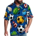 thumbnail image 1 of Football Men's Short Sleeve Hawaiian Shirt Button Down Poplin Beach Casual Printed Unisex Summer Tops, 1 of 6