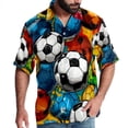 thumbnail image 1 of Football Men's Short Sleeve Hawaiian Shirt, Casual Printed Button Down Beach Tops for Summer, Spread Collar Mens Shirts Unisex, 1 of 6
