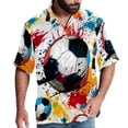 thumbnail image 1 of Football Men's Short Sleeve Poplin Shirt, Button Down Casual Summer Beach Printed Unisex Shirt, 1 of 6