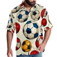 thumbnail image 1 of Football Men's Short Sleeve Poplin Shirt with Spread Collar Tops, Casual Printed Button Down, Summer Beach Shirt for Men - Unisex, Stylish Men's Shirts, 1 of 6