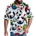 thumbnail image 1 of Football Men's Short Sleeve Printed Poplin Beach Shirts with Spread Collar - Casual Button Down Summer Tops for Unisex, 1 of 6