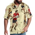 thumbnail image 1 of Football Men's Short Sleeve Printed Poplin Beach Shirts with Spread Collar - Casual Button Down Summer Tops for Unisex, 1 of 6