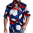thumbnail image 1 of Football Men's Short Sleeve Shirts, Casual, Printed, Button Down, Beach Shirt - Spread Collar Tops for Summer Beach Fun, 1 of 6