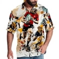 thumbnail image 1 of Football Men's Short Sleeve Spread Collar Button Down Beach Print Casual Shirts, 1 of 6
