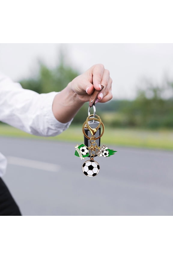 Football Metal Keychain Car Ornament Sports Pendant Auto Rearview Mirror Charm Accessories for SUV Car Truck