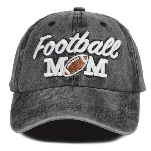 Football Mom Embroidered Vintage Washed Baseball Cap for Women Adjustable Snapback, Lightweight 100% Cotton, Mother’s Day Gift, Casual Sports Hat, Football Mom Accessories, Casual Headwe