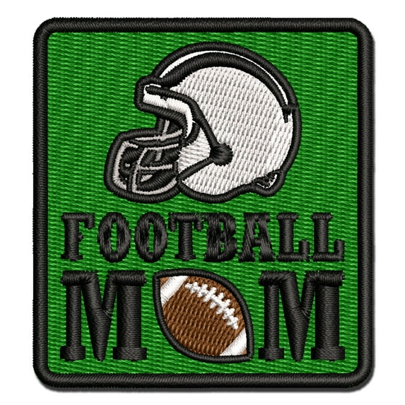 Football Mom Helmet Applique Multi-Color Embroidered Hook & Loop Patch - 3 Inch Medium