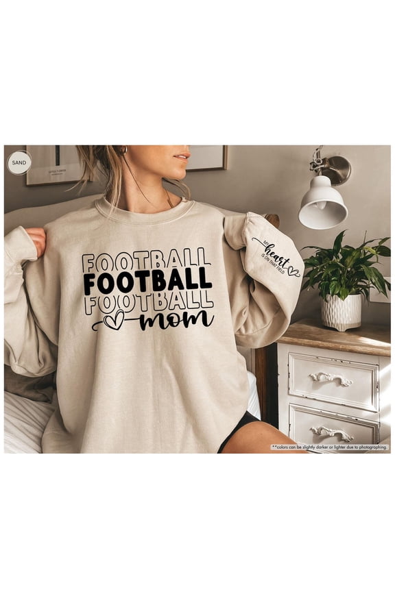 Football Mom Hoodie, My Heart Is On That Field Sweat, Football Mom Sweatshirt, Game Day Sweatshirt, Football Mom Gift, Football Mama Sweater All Size S-5Xl