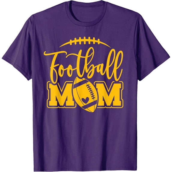 Football Mom Purple Yellow Game Day T Shirt All Size S-5XL